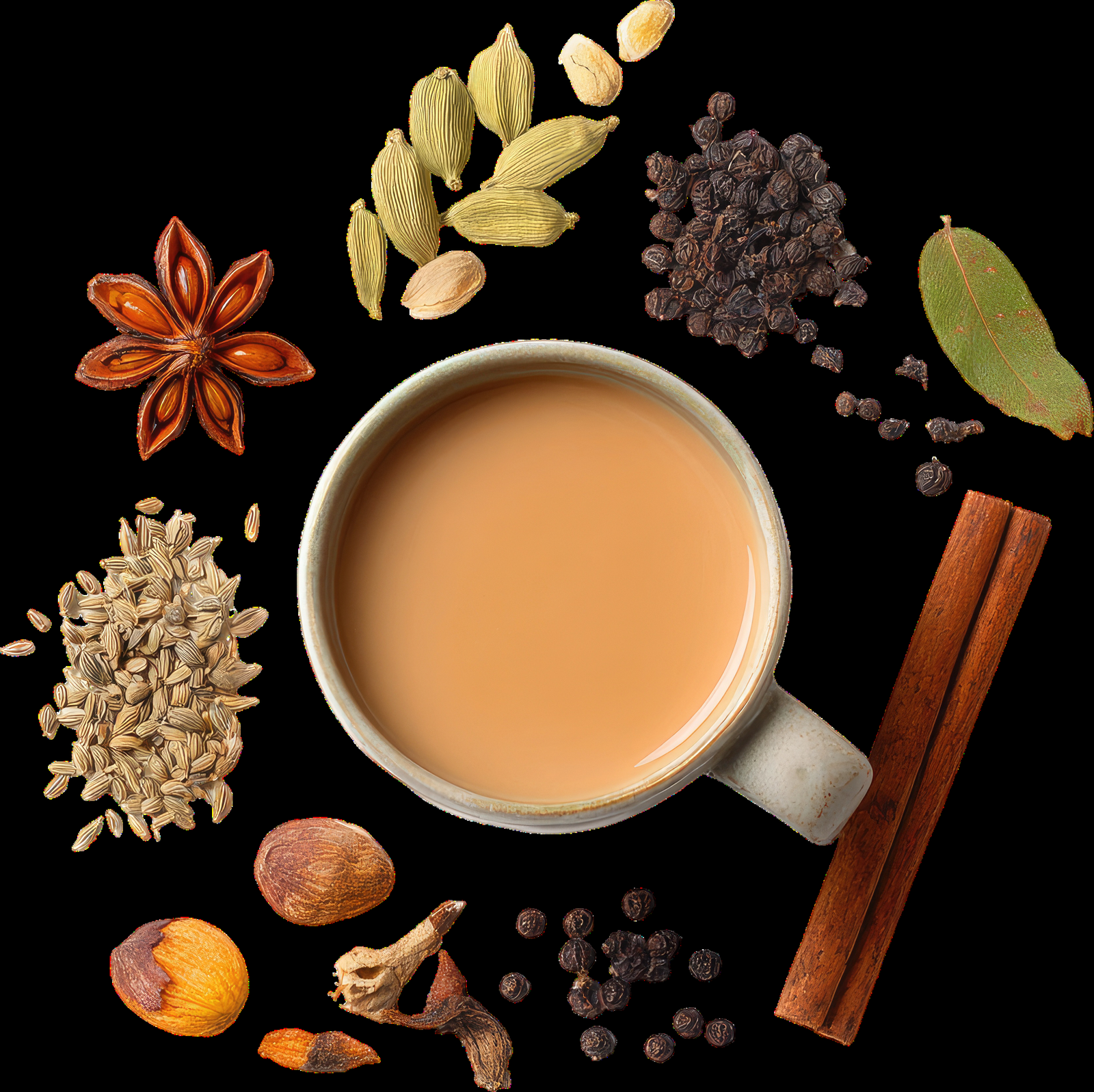 Indian masala chai with cardamom, star anise,
           cinnamon and aromatic spices